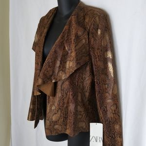 Zara Faux Piton Skin Waterfall Jacket.